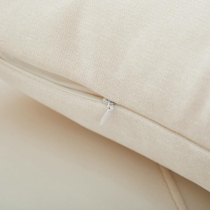 Sunday Praise Cream White Throw Pillow Covers 18x18 Inch Set of 2 Soft Cozy Chenille Decorative Square Pillow Cases Farmhouse Accent Solid Neutral Cushion Covers for Couch Sofa Chair Bed Home Décor