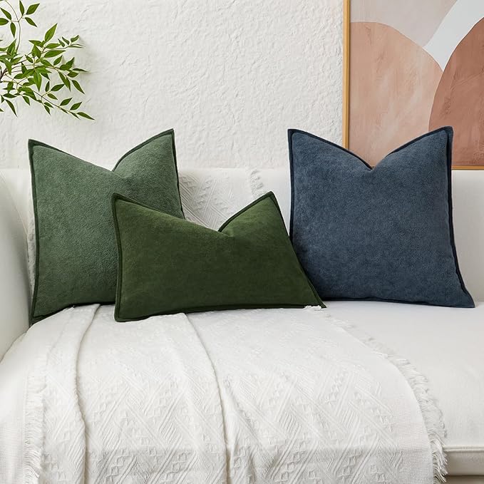 Kevin Textile Waterproof Decorative Pillow Covers Dusty Blue 24x24 Inch Pack of 2 Soft Boucle Textured Euro Pillowcases Elegant Accent Pillows for Couch Sofa Chair Bed Home Decor Indoor Outdoor
