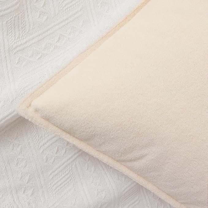 Kevin Textile Waterproof Decorative Pillow Covers Beige 12x20 Inch Pack of 2 Soft Boucle Textured Lumbars Cushions Elegant Accent Pillows for Couch Sofa Chair Bed Home Decor Indoor Outdoor