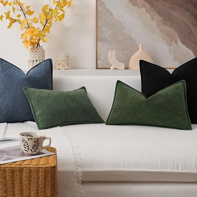 Kevin Textile Waterproof Decorative Pillow Covers Dusty Blue 24x24 Inch Pack of 2 Soft Boucle Textured Euro Pillowcases Elegant Accent Pillows for Couch Sofa Chair Bed Home Decor Indoor Outdoor