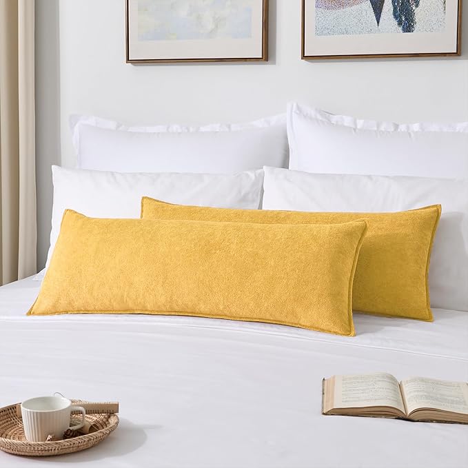 Kevin Textile 14x36 Inch Long Lumbar Cover 1 Pack Soft Boucle Textured Decorative Waterproof Rectangle Cushion Elegant Accent Pillows for Couch Sofa Chair Bed Home Decor Indoor Outdoor Yellow