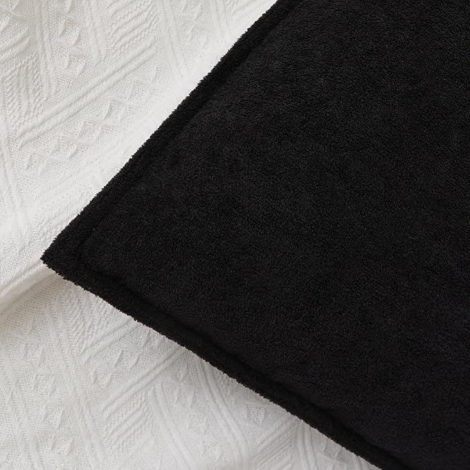 Kevin Textile Waterproof Decorative Pillow Covers Black 16x16 Inch Pack of 2 Soft Boucle Textured Throw Pillowcases Elegant Accent Pillows for Couch Sofa Chair Bed Home Decor Indoor Outdoor