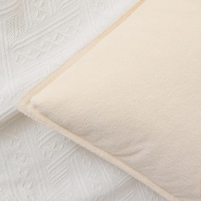Kevin Textile 12x24 Inch Lumbar Pillow Cover 1 Pack Soft Boucle Textured Decorative Waterproof Rectangle Cushion Elegant Accent Pillow for Couch Sofa Chair Bed Home Decor Indoor Outdoor Beige