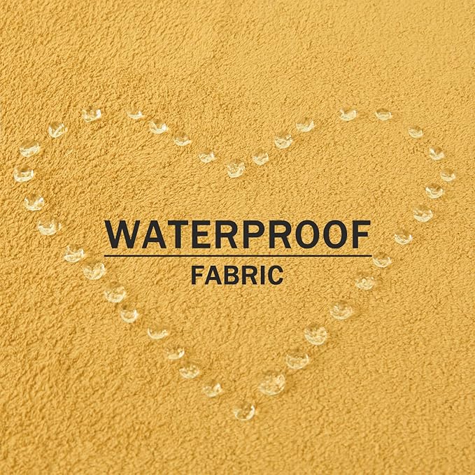 Kevin Textile Waterproof Decorative Pillow Covers Yellow 16x16 Inch Pack of 2 Soft Boucle Textured Throw Pillowcases Elegant Accent Pillows for Couch Sofa Chair Bed Home Decor Indoor Outdoor