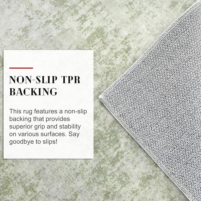 Modern Abstract Small Area Rug Indoor 3x5 Washable Rug Non-Slip Soft Sage Green Grey Entryway Rug Kitchen Mats Thin Print Faux Wool Floor Carpet Throw Rugs for Entrance Bedroom Home Decor