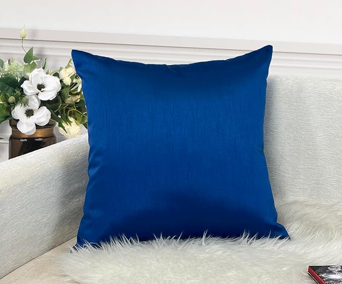 Aiking Home 26x26 Inches Faux Silk Square European Shams, Zipper Closure, Royal (Set of 2)
