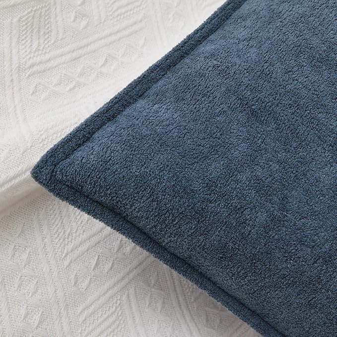 Kevin Textile Waterproof Decorative Pillow Covers Dusty Blue 24x24 Inch Pack of 2 Soft Boucle Textured Euro Pillowcases Elegant Accent Pillows for Couch Sofa Chair Bed Home Decor Indoor Outdoor
