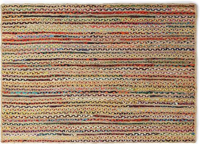 REDEARTH · Jute Cotton Chindi Area Rug - 4'x6' Rectangular Rug, Handwoven, Non-Shedding, Soft & Durable – Multi Tones for Home Décor in Living Room, Dining Room, Bedroom, Set of 2
