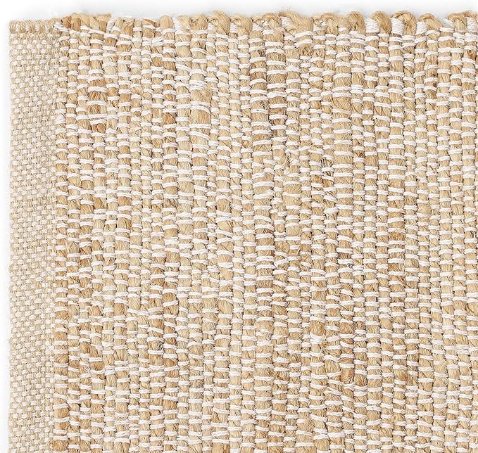 REDEARTH · Jute Cotton Area Rug - 4'x6' Rectangular Rug, Sustainable Handwoven, Non-Shedding, Soft & Durable – Reversible, Neutral Tones for Home Décor in Living Room, Dining Room, Bedroom