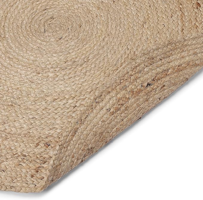 REDEARTH · Round Area Rug - 3 Feet Braided Natural Jute with Non-Skid Backing - Handwoven Boho Rug for Bedroom, Kitchen, Living Room - Farmhouse Aesthetic Home Decor - Durable Handmade Rug, Set of 2