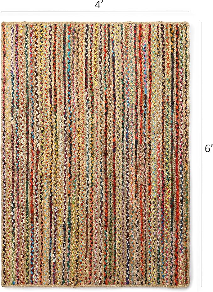 REDEARTH · Jute Cotton Chindi Area Rug - 4'x6' Rectangular Rug, Handwoven, Non-Shedding, Soft & Durable – Multi Tones for Home Décor in Living Room, Dining Room, Bedroom, Set of 2