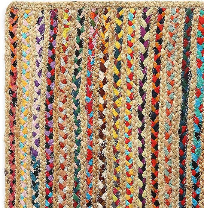 REDEARTH · Jute Cotton Chindi Area Rug - 4'x6' Rectangular Rug, Handwoven, Non-Shedding, Soft & Durable – Multi Tones for Home Décor in Living Room, Dining Room, Bedroom, Set of 2