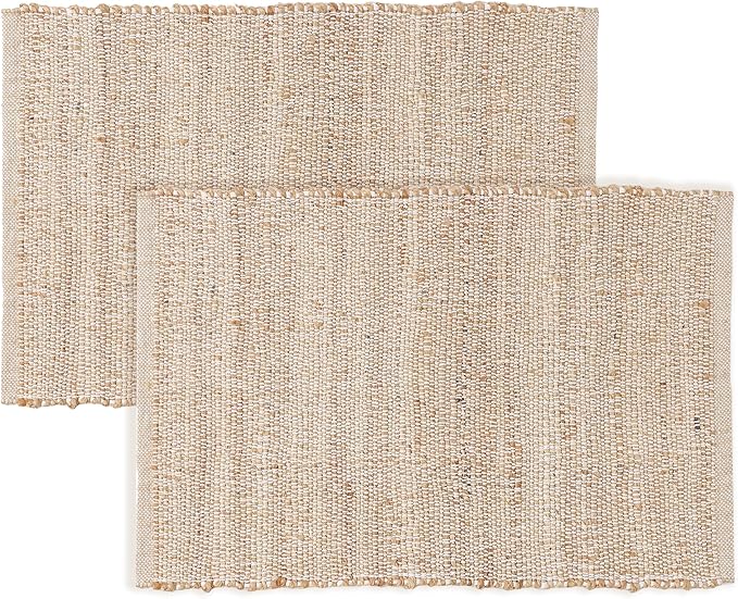 REDEARTH · Jute Cotton Area Rug - 2'x3' Rectangular Rug, Sustainable Handwoven, Non-Shedding, Soft & Durable – Reversible, Neutral Tones for Home Décor in Living Room, Dining Room, Bedroom, Set of 2