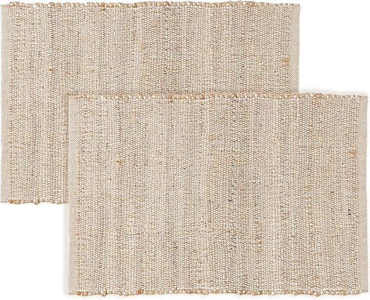 REDEARTH · Jute Cotton Area Rug - 2'x3' Rectangular Rug, Sustainable Handwoven, Non-Shedding, Soft & Durable – Reversible, Neutral Tones for Home Décor in Living Room, Dining Room, Bedroom, Set of 2