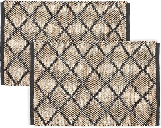 REDEARTH · Jute Cotton Area Rug - 2'x3' Rectangular Rug, Sustainable Handwoven, Non-Shedding, Soft & Durable – Reversible, Neutral Tones for Home Décor in Living Room, Dining Room, Bedroom, Set of 2