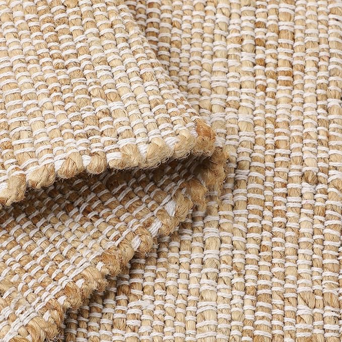REDEARTH · Jute Cotton Area Rug - 2'x3' Rectangular Rug, Sustainable Handwoven, Non-Shedding, Soft & Durable – Reversible, Neutral Tones for Home Décor in Living Room, Dining Room, Bedroom, Set of 2