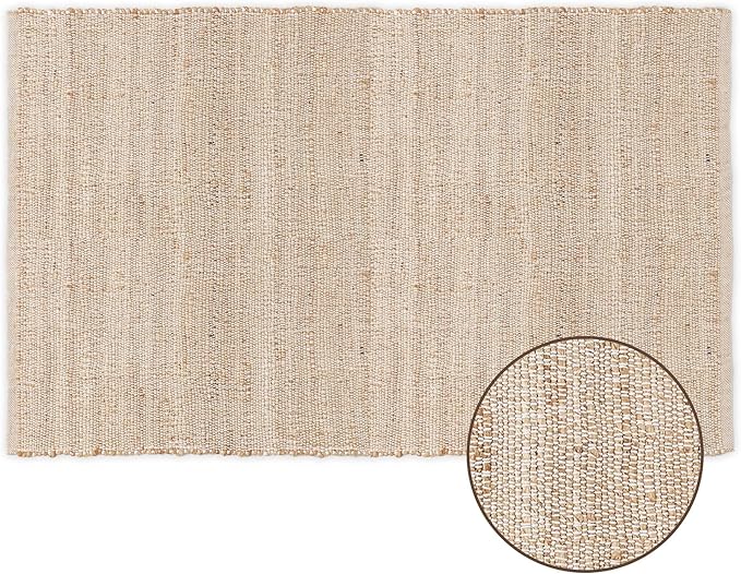 REDEARTH · Jute Cotton Area Rug - 4'x6' Rectangular Rug, Sustainable Handwoven, Non-Shedding, Soft & Durable – Reversible, Neutral Tones for Home Décor in Living Room, Dining Room, Bedroom