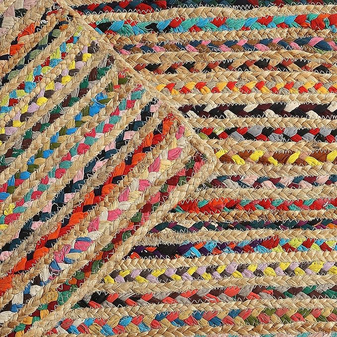 REDEARTH · Jute Cotton Chindi Area Rug - 4'x6' Rectangular Rug, Handwoven, Non-Shedding, Soft & Durable – Multi Tones for Home Décor in Living Room, Dining Room, Bedroom, Set of 2